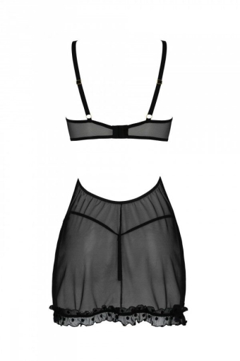 Еротичний пеньюар Passion MARINA CHEMISE, S/M, black - фото №4