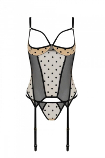 Корсет Passion MARINA CORSET, S/M, beige, з відкритими чашками - - фото №3