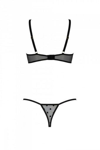 Еротичний комплект Passion MARINA SET WITH OPEN BRA, L/XL, black, відкриті чашки - фото №4