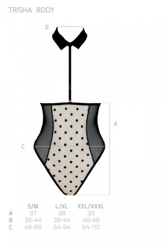 Еротичне боді Passion TRISHA BODY, S/M, beige, з відкритими чашками №5