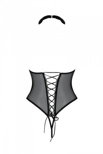 Еротичне боді Passion TRISHA BODY, S/M, beige, з відкритими чашками №4