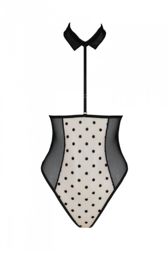 Еротичне боді Passion TRISHA BODY, XXL/XXXL, beige, з відкритими чашками - фото №3