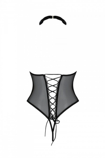 Еротичне боді Passion TRISHA BODY, XXL/XXXL, black, з відкритими чашками - фото №4