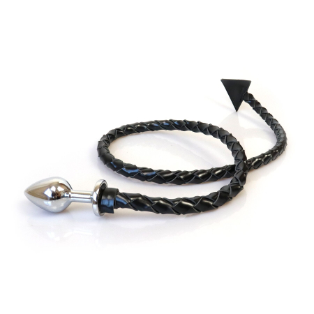 Металева анальна пробка M з диявольським хвостом Art of Sex - Succubus, екошкіра, чорний - фото №2