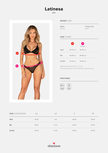 Комплект Obsessive Latinesa 2-pcs set XL/2XL, бюстгальтер та трусики - фото №5