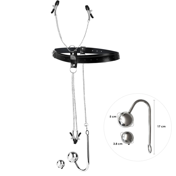 Бондажний набір із металевим анальним гаком №4 Art of Sex Blanca Bondage set with anal hook №4 - фото