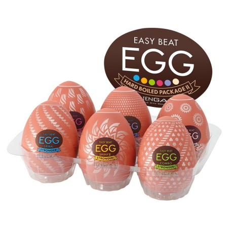 Набір мастурбаторів-яєць Tenga Egg Hard Boilded II Pack (6 яєць), щільний TPE, опукла текстура - фото