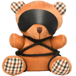 Плюшевий ведмедик ROPE Teddy Bear БДСМ у шкіряній масці та обв’язці, 22x16x12 см - фото