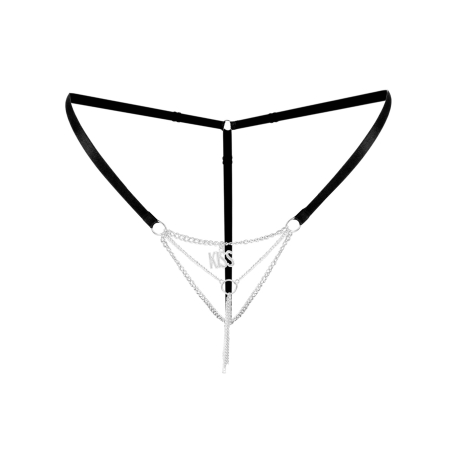 Сексуальні трусики з ланцюжком та підвіскою Art of Sex - KISS panties L-2XL, колір чорний - фото №3