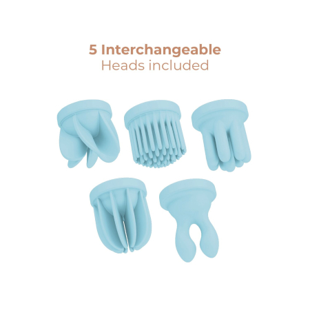 Вібратор Adrien Lastic Caress Blue з насадками для стимуляції ерогенних зон, які обертаються. - фото №3