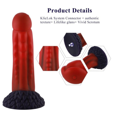 Силіконовий дилдо Hismith 8.35" Curved Silicone Dildo Red Monster Series - фото №5