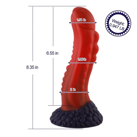Силіконовий дилдо Hismith 8.35" Curved Silicone Dildo Red Monster Series - фото №2
