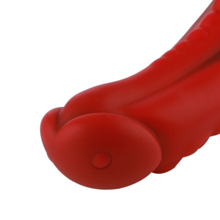 Силіконовий дилдо Hismith 8.35" Curved Silicone Dildo Red Monster Series - фото №4