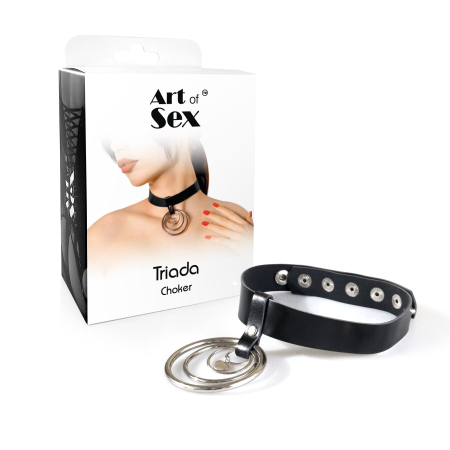 Чокер із натуральної шкіри Art of Sex - Triada, колір чорний - фото №3