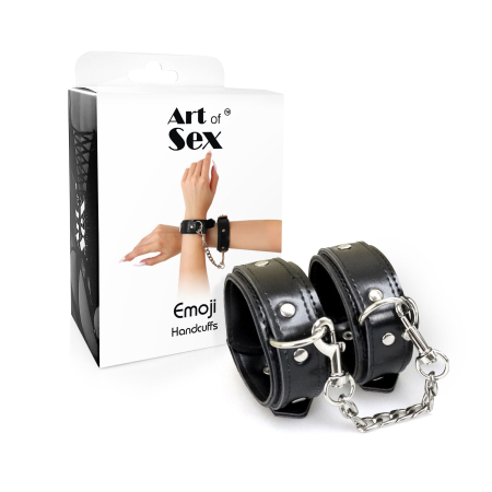 Наручники із екошкіри Art of Sex - Handcuffs Emoji, колір чорний - фото №4