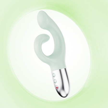 Вібратор-кролик для точки G KISTOY Big G Green, вигнутий відросток, автоматичний підігрів - фото №5