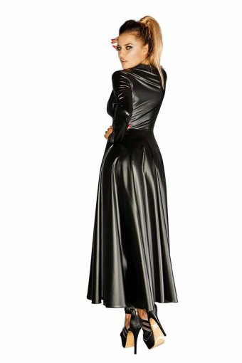 Сукня-плащ з мокрим ефектом Noir Handmade F128C Powerwetlook gown coat, M - фото №3