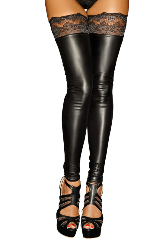 Панчохи з мокрим ефектом Noir Handmade F135 Powerwetlook stockings, XXL, без мисків - фото