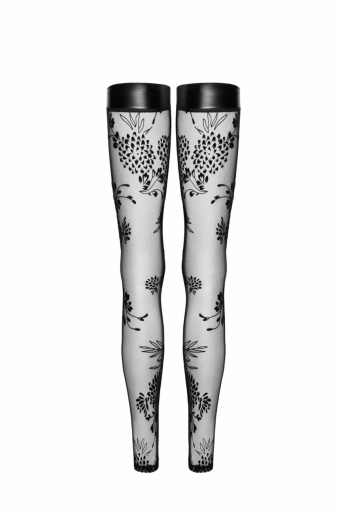 Панчохи Noir Handmade F243 Tulle stockings with patterned flock embroidery - S - фото №5