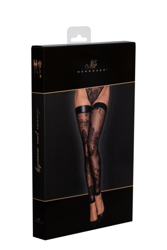 Панчохи Noir Handmade F243 Tulle stockings with patterned flock embroidery - 3XL - фото №6