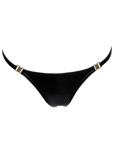 Трусики Noir Handmade P008 Powerwetlook panty with gold clasp - L - фото №4