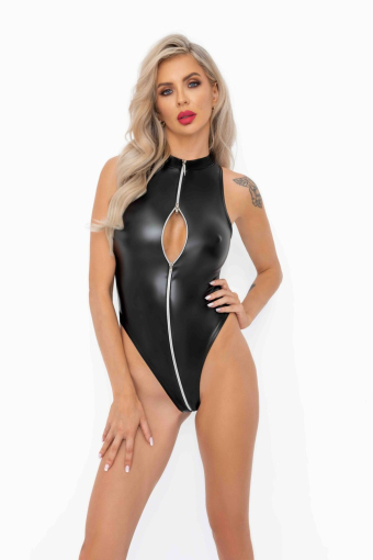 Боді Noir Handmade F294 Powerwetlook bodysuit with front zipper - 3XL - фото №2