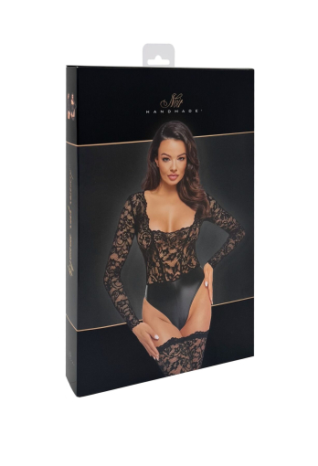 (SALE) Боді Noir Handmade F296 Psyche bodysuit of lace and wetlook - S - фото №8