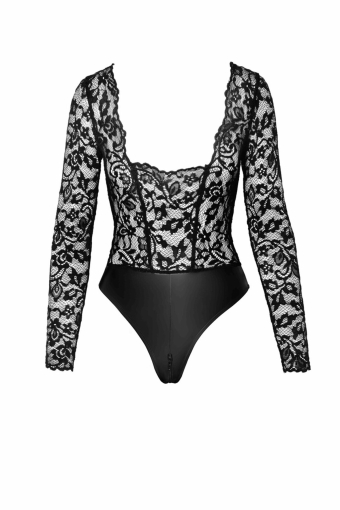 Боді Noir Handmade F296 Psyche bodysuit of lace and wetlook - XL №6
