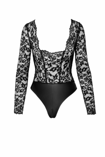 Боді Noir Handmade F296 Psyche bodysuit of lace and wetlook - XXL - - фото №6