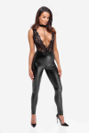 (SALE) Комбінезон Noir Handmade F298 Libido Deep-V catsuit with collar and pearl chain - M - фото №1