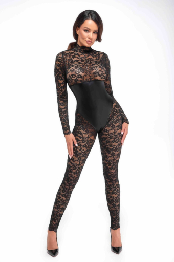 (SALE) Комбінезон Noir Handmade F299 Enigma lace catsuit with underbust bodice - S - фото №4