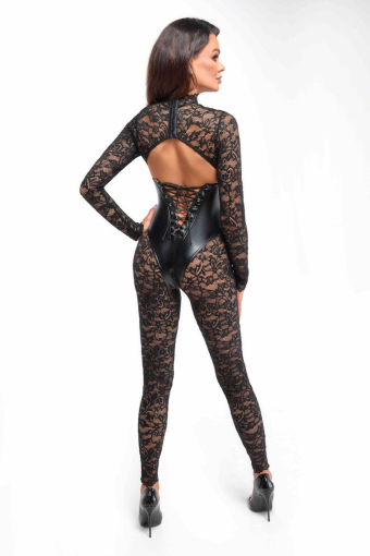 Комбінезон Noir Handmade F299 Enigma lace catsuit with underbust bodice - 3XL - фото №2