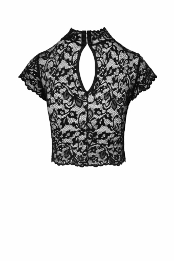 (SALE) Топ Noir Handmade F303 Essence lace top with high collar - S - фото №5