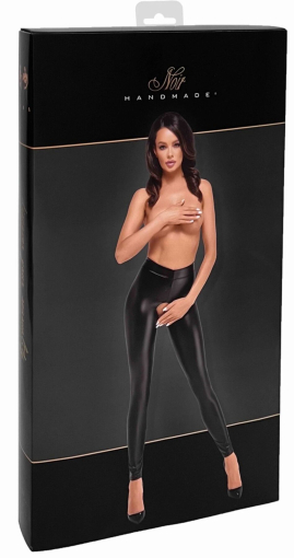 (SALE) Легінси Noir Handmade F304 Taboo wetlook leggings with open crotch and bum - S - фото №6