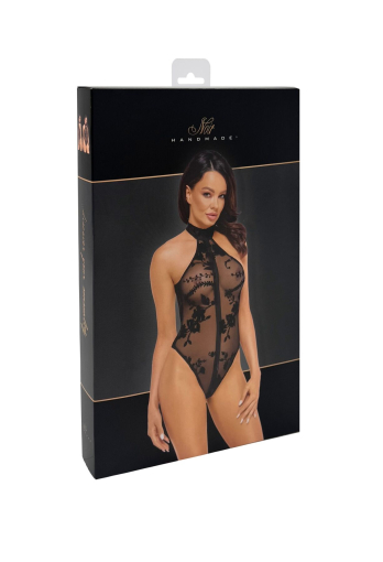 Боді Noir Handmade F314 Ego flocked mesh halter bodysuit - L №6