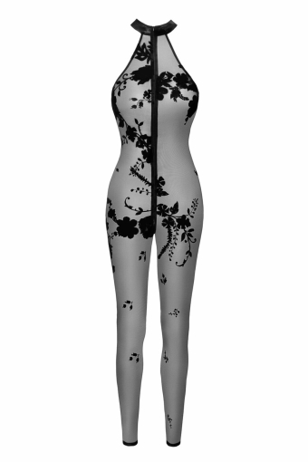Бодістокінг Noir Handmade F315 Ego flocked mesh halter catsuit - 3XL №5