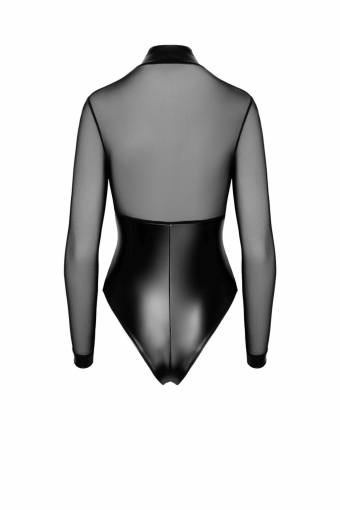 Боді Noir Handmade F321 Edge wetlook and mesh body with rings - M №8