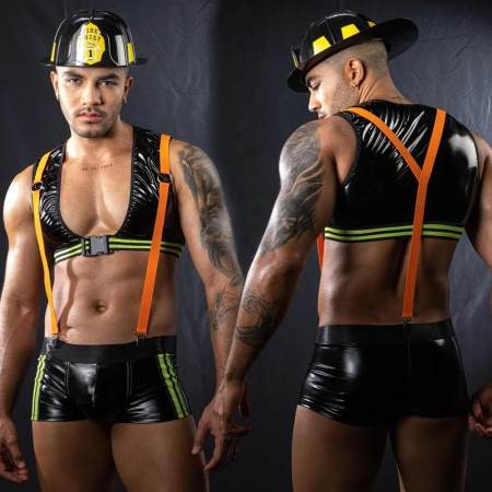 Чоловічий еротичний костюм пожежного JSY «Вогненний Себастьян» One Size, 4 предмети - фото №6