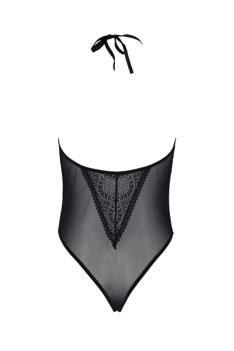 Боді Passion DROSERA BODY black, S/M, високі вирізи, верх на зав’язках - фото №4