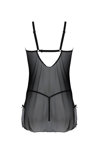 Пеньюар Passion DROSERA CHEMISE black, XXL/XXXL, мереживний ліф зі стрепами, трусики в комплекті №4