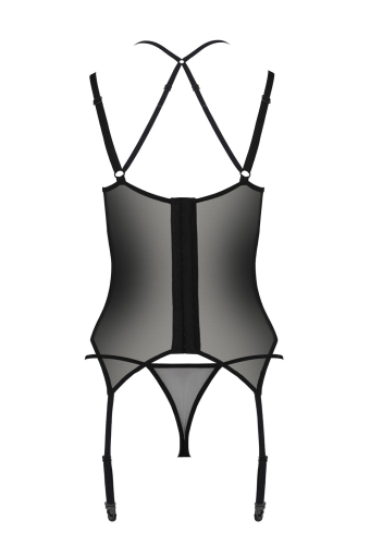 Корсет Passion DROSERA CORSET black, XXL/XXXL, з кріпленнями для панчіх, трусики в комплекті - фото №4