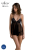 Пеньюар Passion KERRIA CHEMISE black, S/M, мереживний верх, трусики в комплекті - фото
