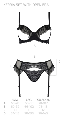 Комплект Passion KERRIA SET WITH OPEN BRA black L/XL - ECO Passion - фото №5