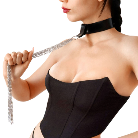 Сексуальний чокер з ланцюгами Art of Sex - Stormy chain and leather 