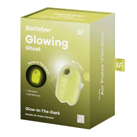 Вакуумний кліторальний стимулятор з вібрацією Satisfyer Glowing Ghost Yellow, світиться в темряві - фото №7