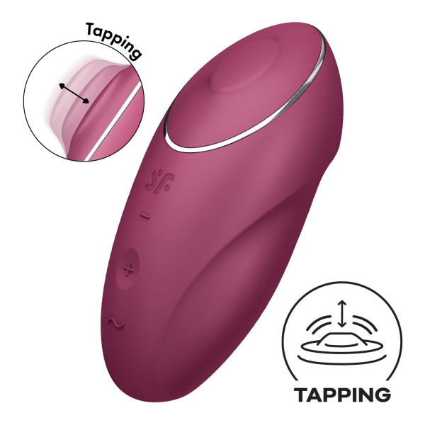 Вібростимулятор-пульсатор Satisfyer Tap & Climax 1 Red, ефект постукування пальцем, 2 мотори - фото