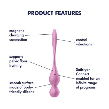 Вагінальні смарт-кульки з вібрацією Satisfyer Love Birds 1 Connect App Pink, 78 г - фото №6