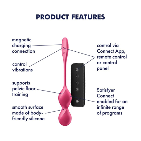 Вагінальні смарт-кульки з вібрацією Satisfyer Love Birds 2 Connect App Red, 86 г, пульт ДК - фото №3