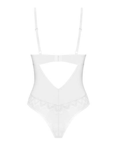 Боді Obsessive Alissium Teddy White, M/L, ліф з м’якою чашкою, високі вирізи для ніг - фото №6