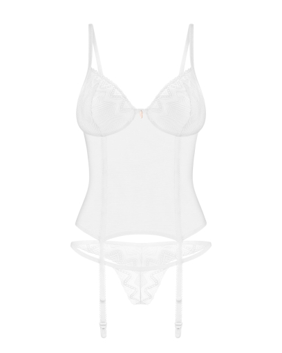 Корсет Obsessive Alissium corset & thong, M/L, гнучкі кісточки, відкрита спина, стрінги в комплекті - фото №6